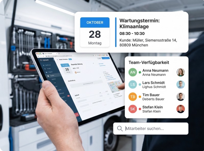 Einsatzplanung mit KI-Matching auf dem Tablet